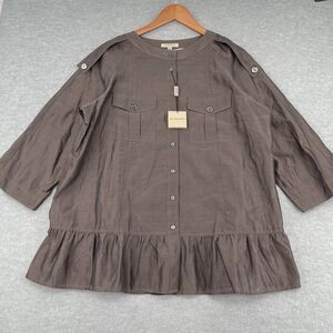 NEW Burberry Blouse Skirt Top Women's XL Brown Flowy Cotton Silk Blend NWT